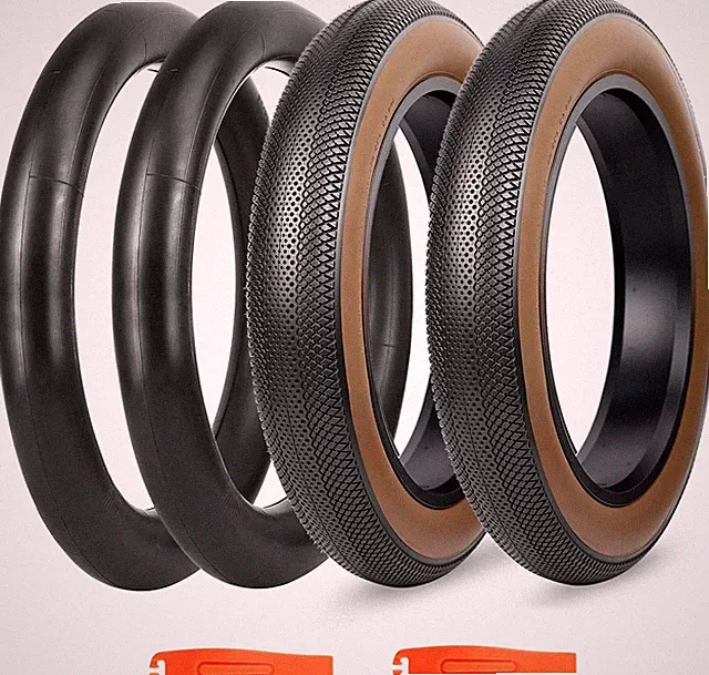 2 Pack 26x4.0 Heavy Duty Fat Bike Tyres with Tubes Brown for E-Bike Snow Beach